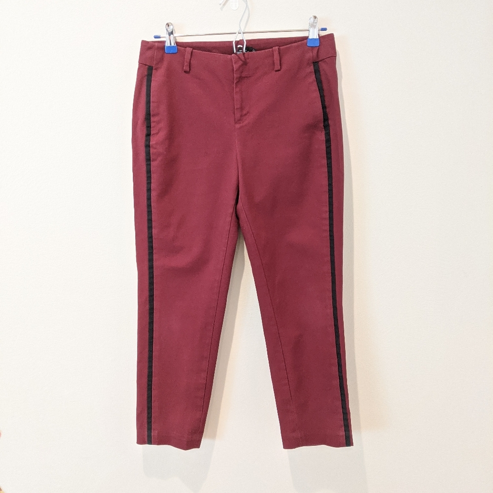 Kate Spade Saturday pants chino tux ankle maroon sz 2